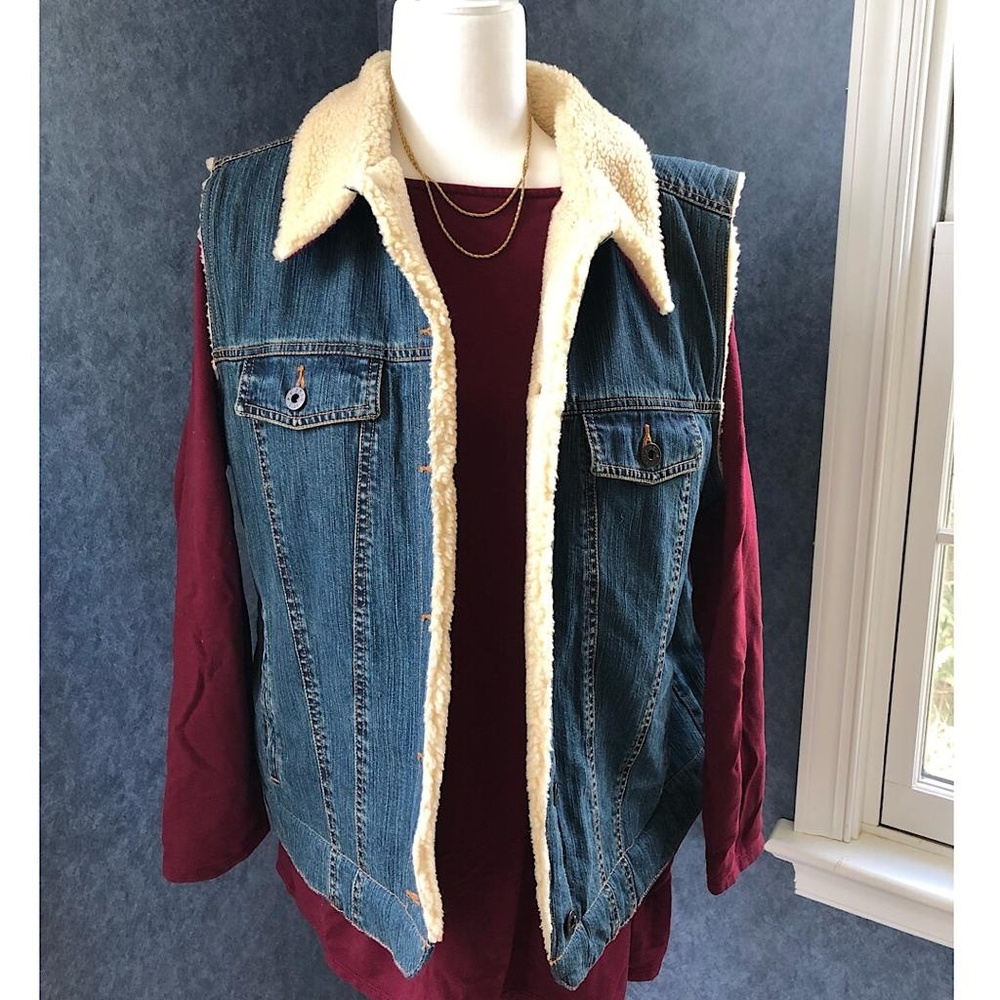 L.L. Bean Vintage Denim & Fluff Vest